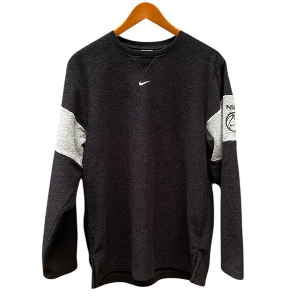VTG 90s Y2K Nike Sweatshirt M Black Gray Terry Crewneck Center Swoosh Silver Tag - Picture 5 of 16